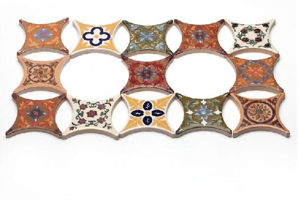 盛世欧风圆角砖配花片星花仿古砖配套小花片75*75