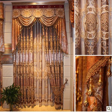 欧式绣花高档客厅卧室成品窗帘半遮光窗纱2013新款