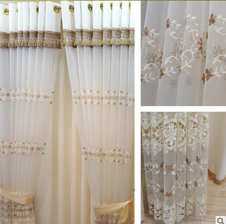 现代别墅奢华水溶镂空绣花客厅成品刺绣窗帘绣花成品窗