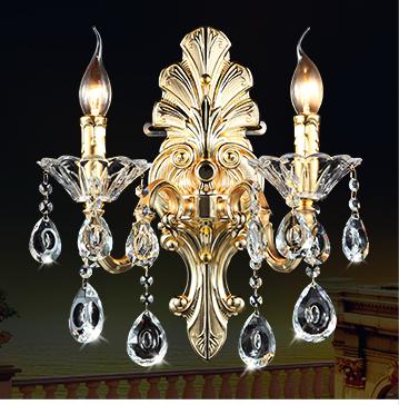 奢华金色壁灯 欧式水晶床头灯 卧室走廊墙壁灯