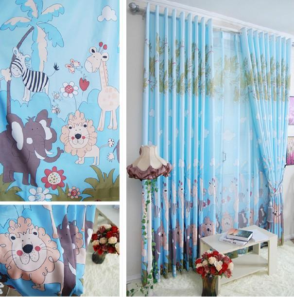 卡通窗帘男孩卧室儿童房特价成品布料儿童飘窗狮子王