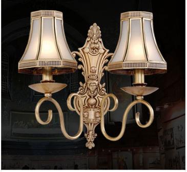 全铜壁灯美式灯 简约欧式 床头灯 卧室客厅灯 双头