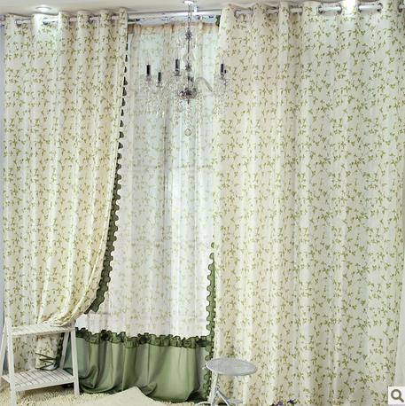 拼接款窗纱手工制作花边窗帘田园风格成品客厅高档半遮